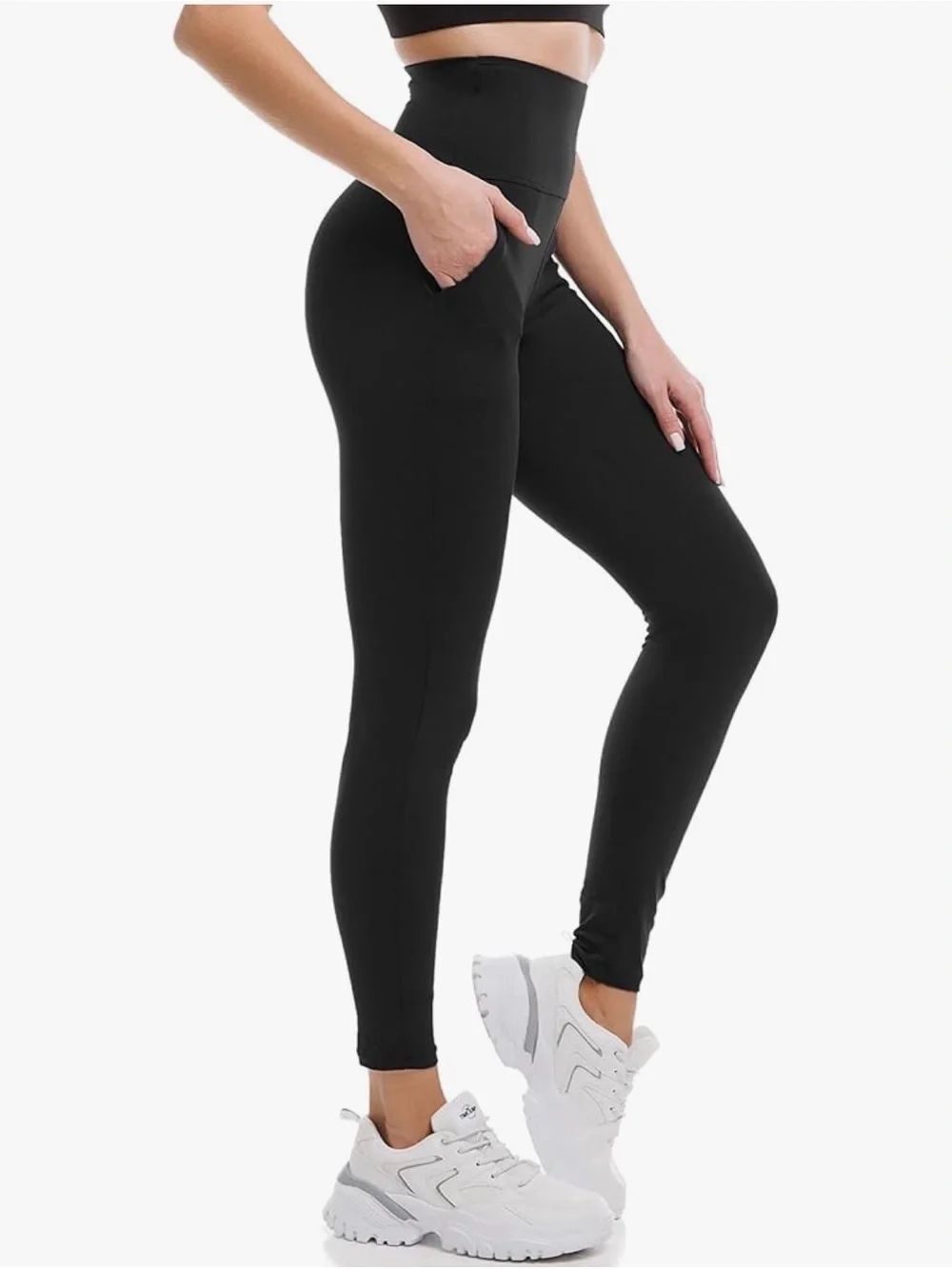 High-Waist Black Women's Leggings with Pockets. Buttery soft. Size S/M